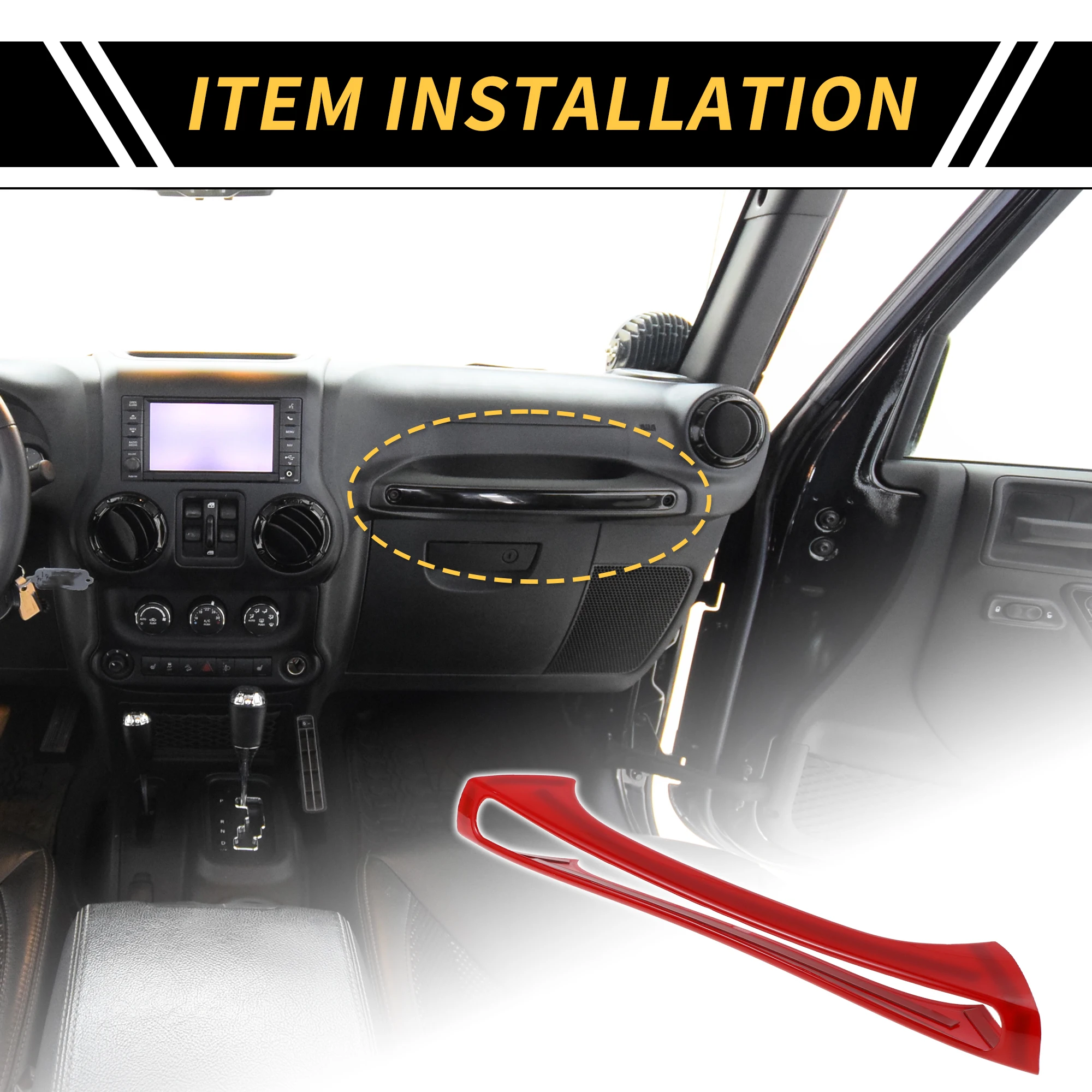 

UXCELL Glove Box Handle Switch Cover Trim for Jeep Wrangler JK 2 Door 4 Door Red