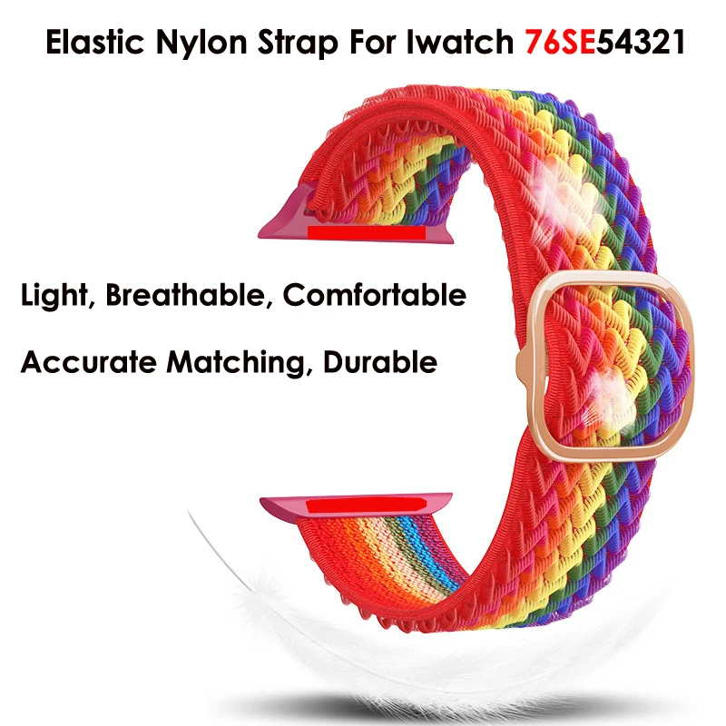 Watch Strap Elastic Nylon Loop for Apple Watch Belt 7SE654321 Band 44mm 45mm 42mm Watchband Bracelet iWatch 40mm 38mm 41mm