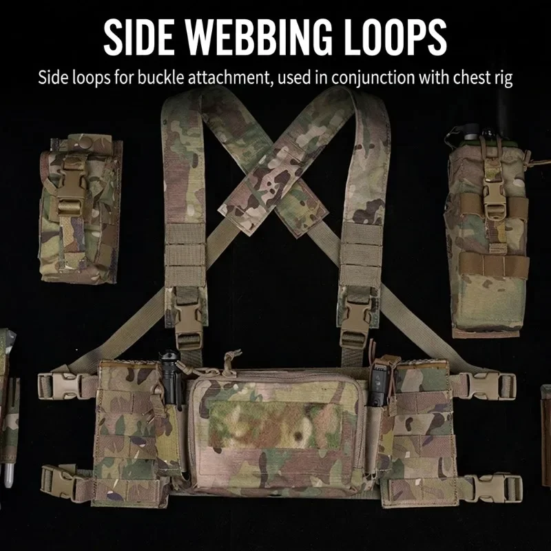 

Тактический нагрудный жилет WOSPORT Multi-Caliber Molle с расширением на систему MOLLE, креплением G-образной пряжкой, камуфляж D3CR