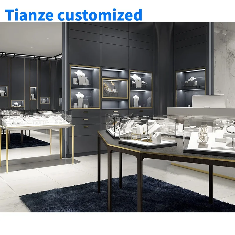 

[Customized]High End Luxury Jewelry Store Showcase woody Jewellery Glass Display Shop Counter Display Furniture Design