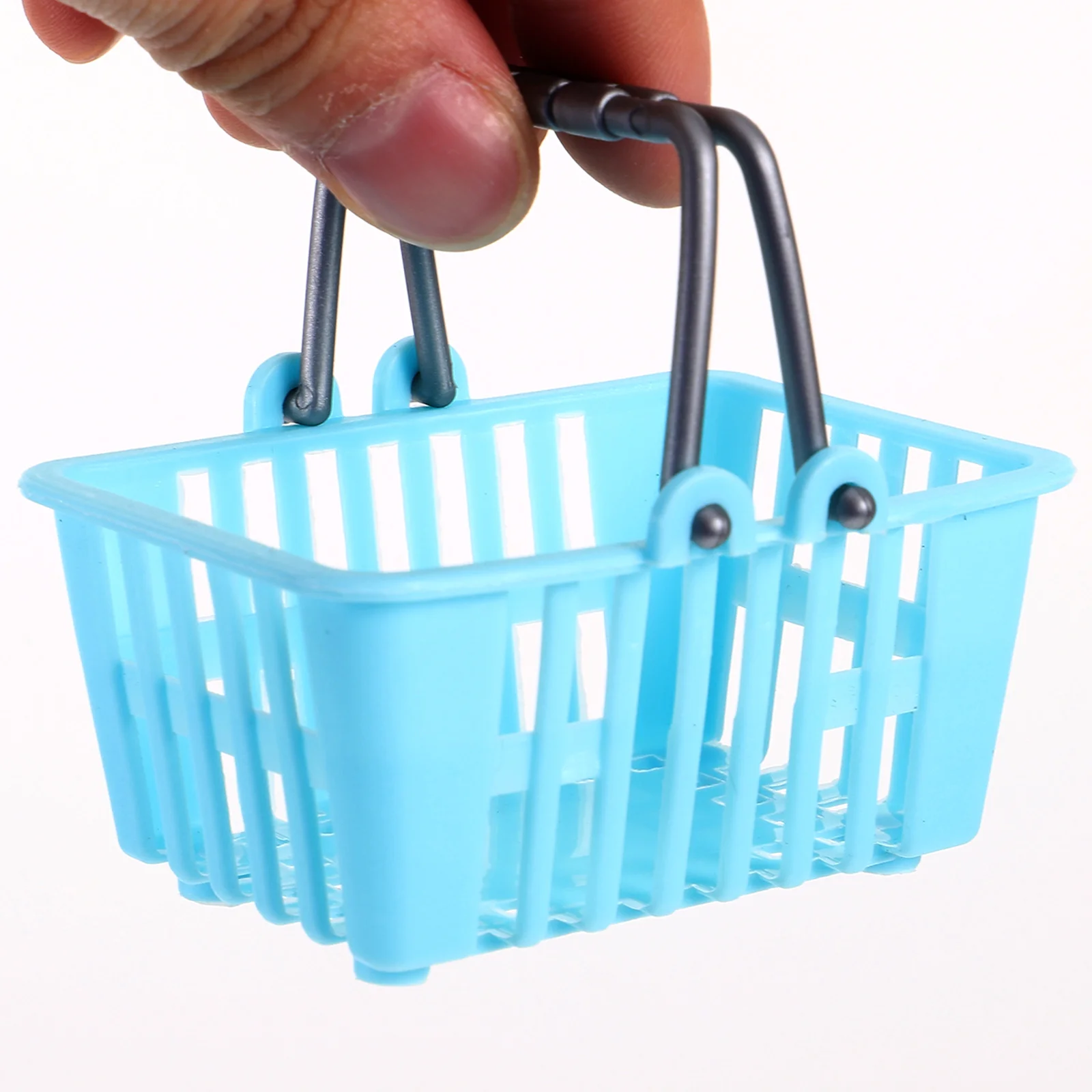 12pcs Simulated Food Toy Shopping Basket Mini Plastic Rectangular Grocery Baskets Kids Toddlers Pretend Play Toys Birthday Gift