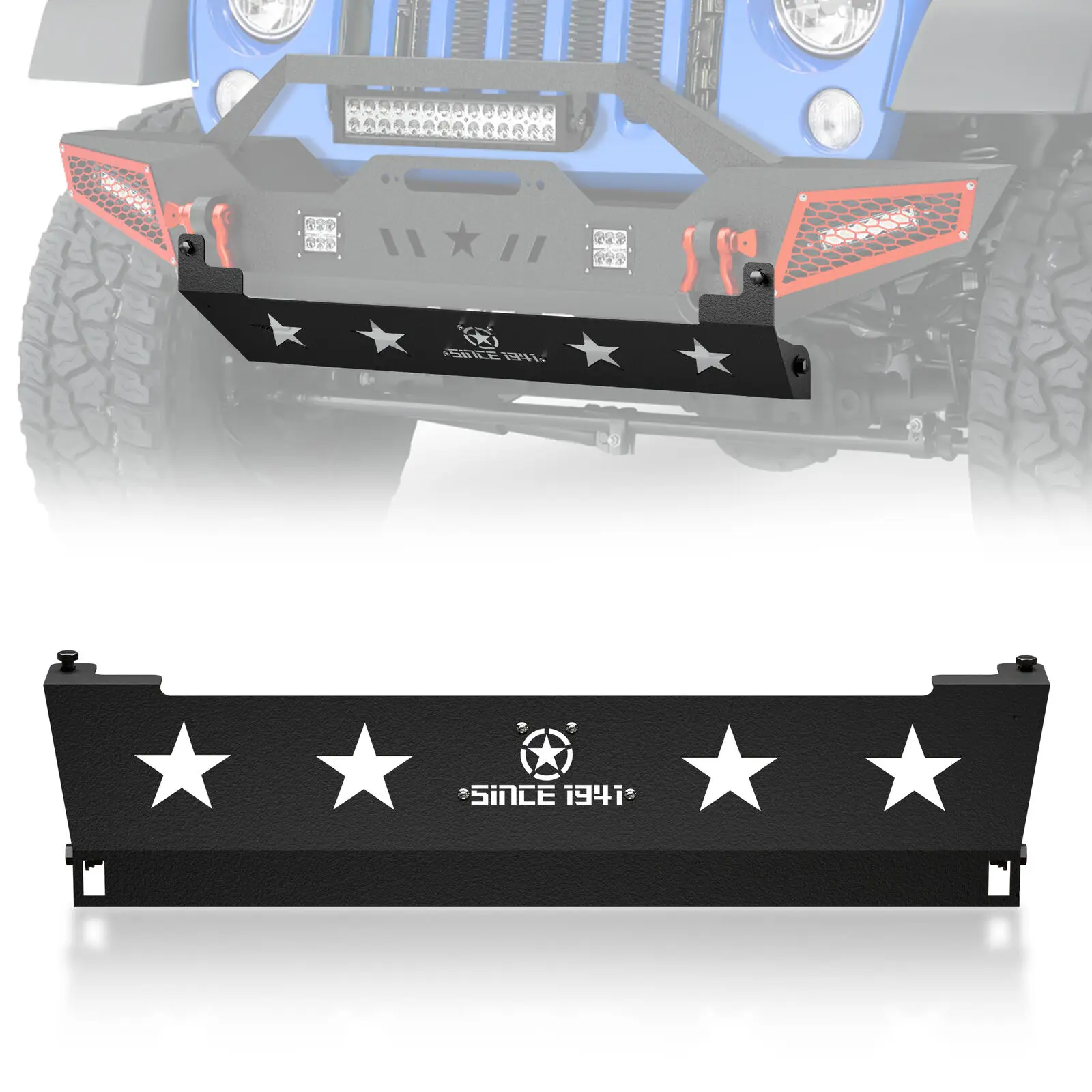 

Front Skid Plate Bumper Cover Lower Guard Engine Protector for 2007-2018 Jeep Wrangler JK JKU(Not Fits Original Factory Bumpers)