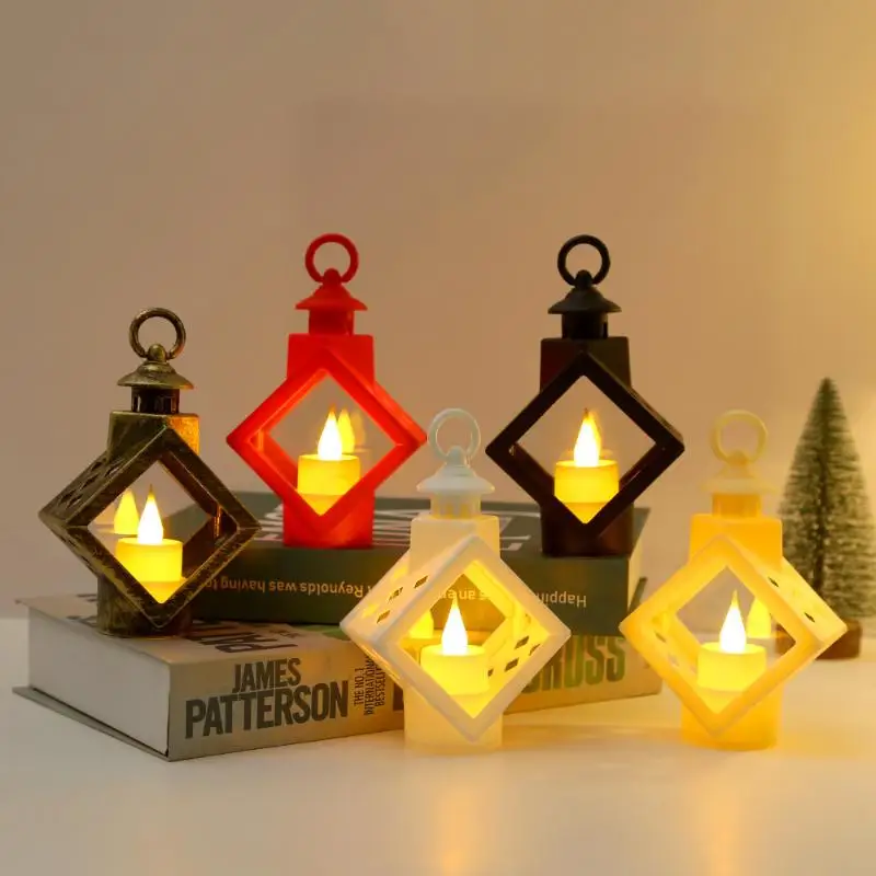 Retro LED Electronic Candle Lamp Glowing Hanging Light Vintage Simulation Candle Light Lamp For Christmas Party Home Table Decor