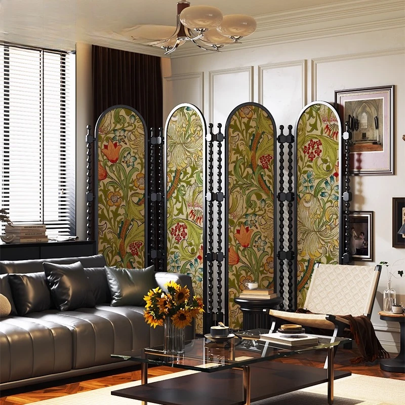 

American retro screen partition living room tea room entrance porch block mobile folding hotel antique folding screen