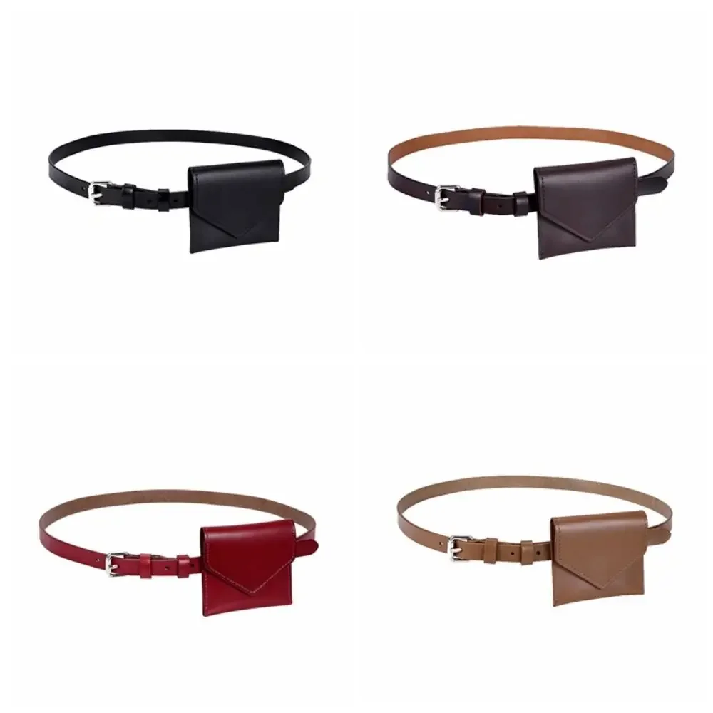 

Mini Korean Style Women Waist Bag Solid Color PU Belt Envelope Waist Bag Clutch Bag Card Pocket Small Card Bag Female