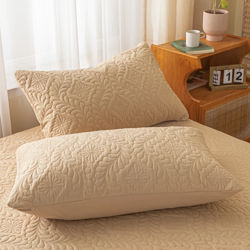 Bonenjoy 1 pc Waterproof Quilted Pillowcase Solid Color Pillow Cover Case 48x74cm Pillowsham