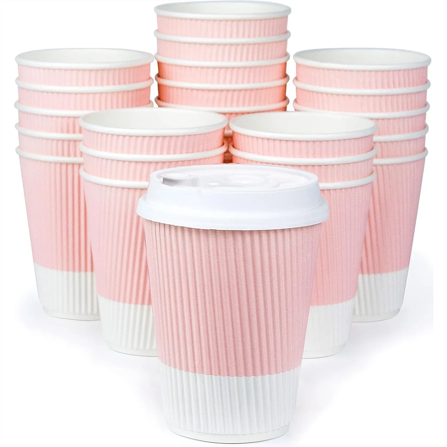 

Disposable Coffee Cups with Lids, 12 oz Paper To Go Cups, Insulated Hot Beverage Drink Cup, Resealable Lids Prevent Leaks