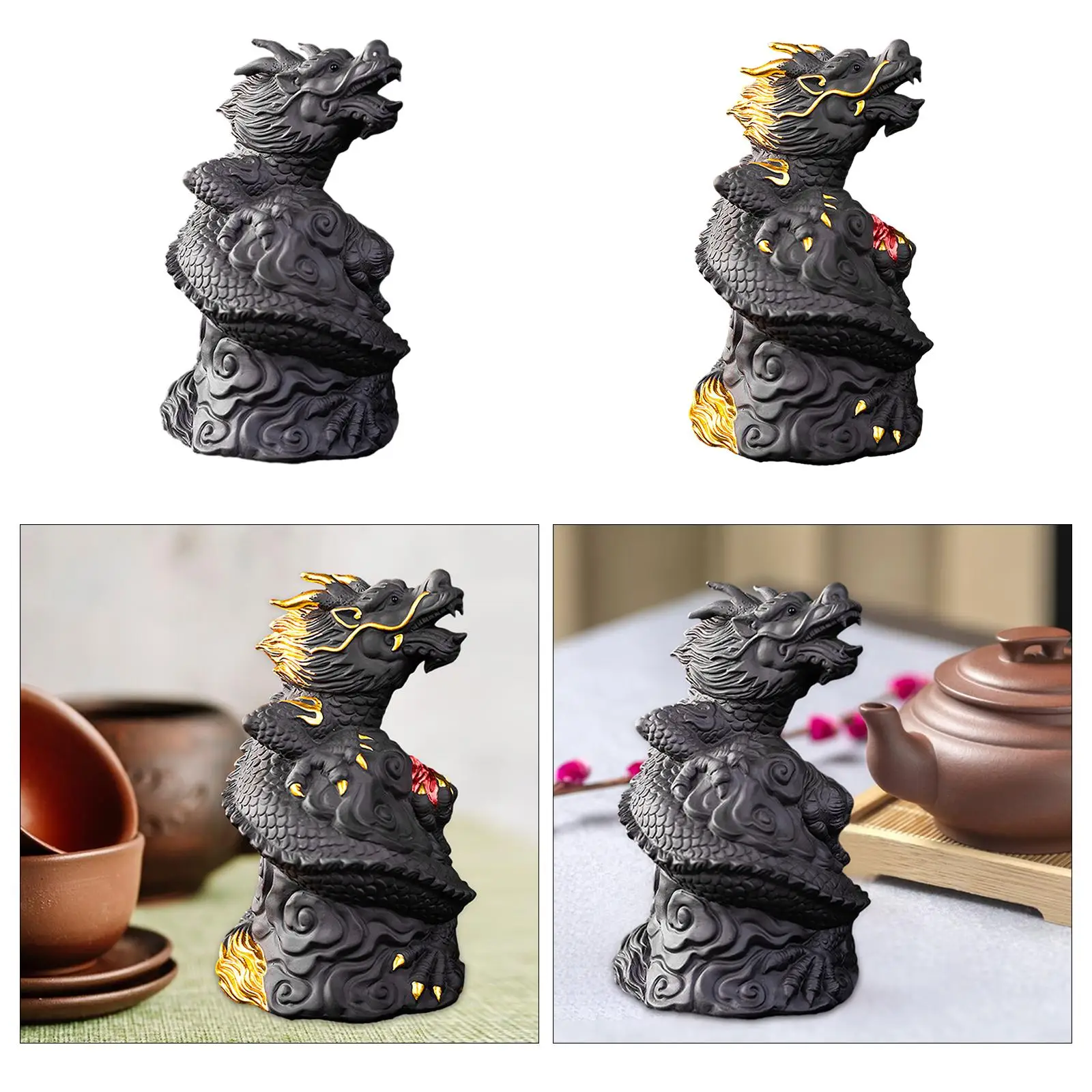 Chinese Tea Pet Dragon Sculpture Vivid Clay Retro Creative Kung Fu Tea Pet Tea Set Decoration for Tearoom Desktop Tea Table Desk