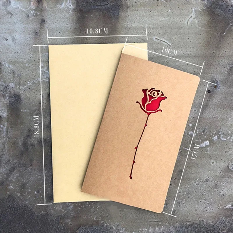 1pcs of Hollow Valentine\'s Day Mother\'s Day Greeting Card / Kraft Paper Card Holiday Cards Birthday Cards Blessing Gift Card