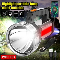 Portable Super Bright Long-range LED Rechargeable Searchlight Powerful Handheld Spotlight Built-in 10400 mAh with Side Light