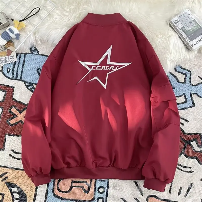 

Мужская демисезонная куртка-бомбер в американском уличном стиле с вышитыми звездами, молодежная модная модель