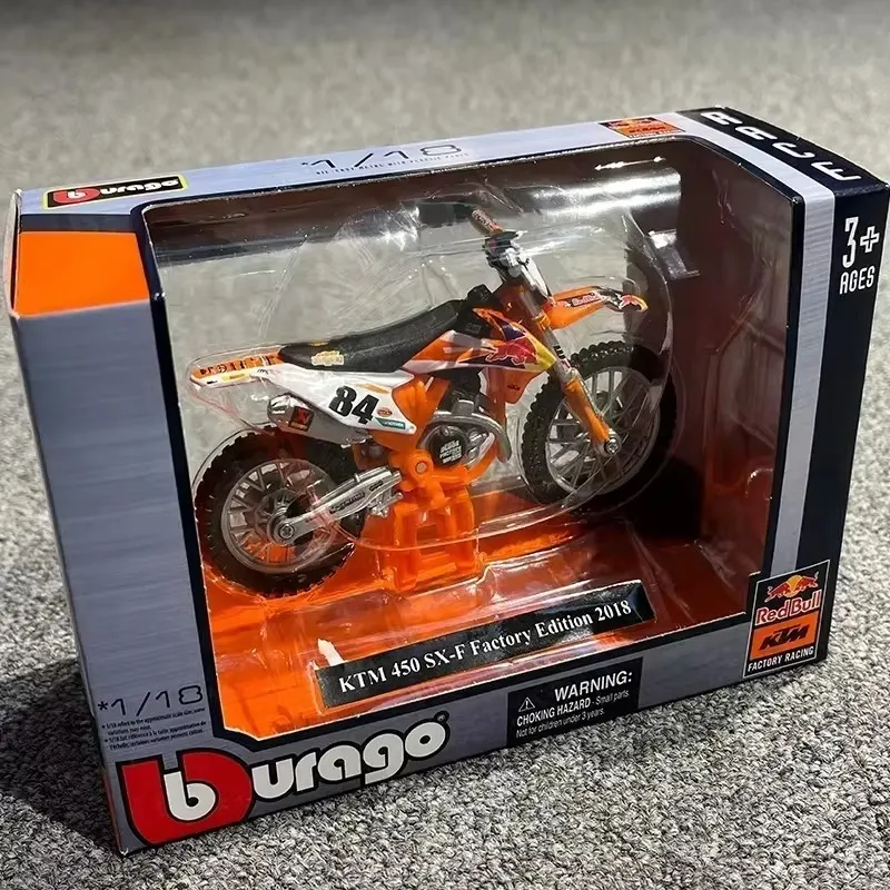 In Stock Bburago 1:18 Dakar Rally Red Bull Ktm 450 Alloy Miniature Diecast Model Ktm 450 Sk-F Dirt Bike Toys Christmas Kids Gift