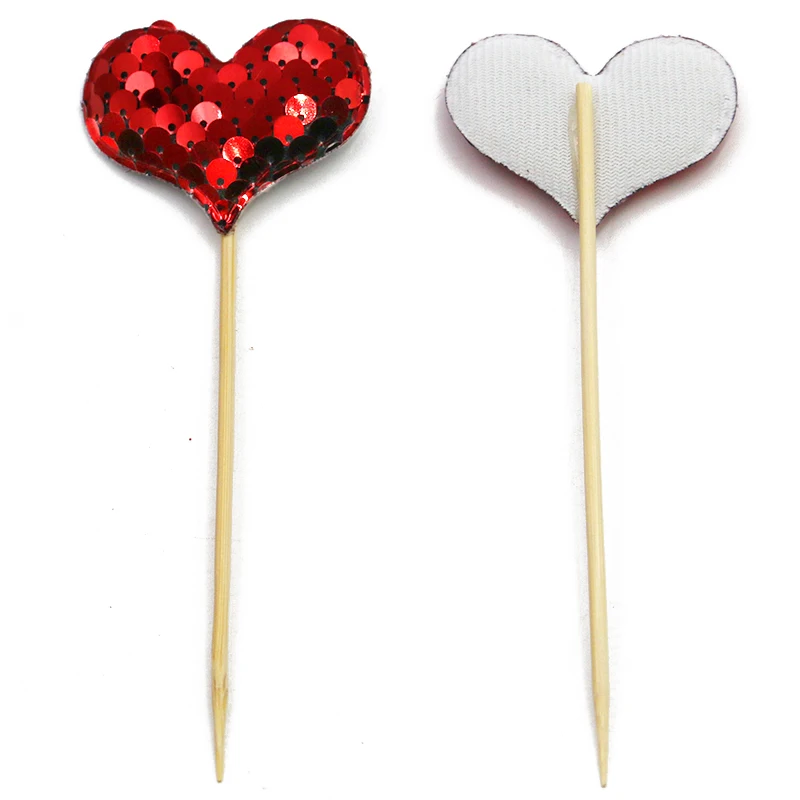 (10 Pieces/pack) 4.8x13cm Love Sequins Valentine's Day Plugin Decoration Wedding Party Decoration Handmade Materials