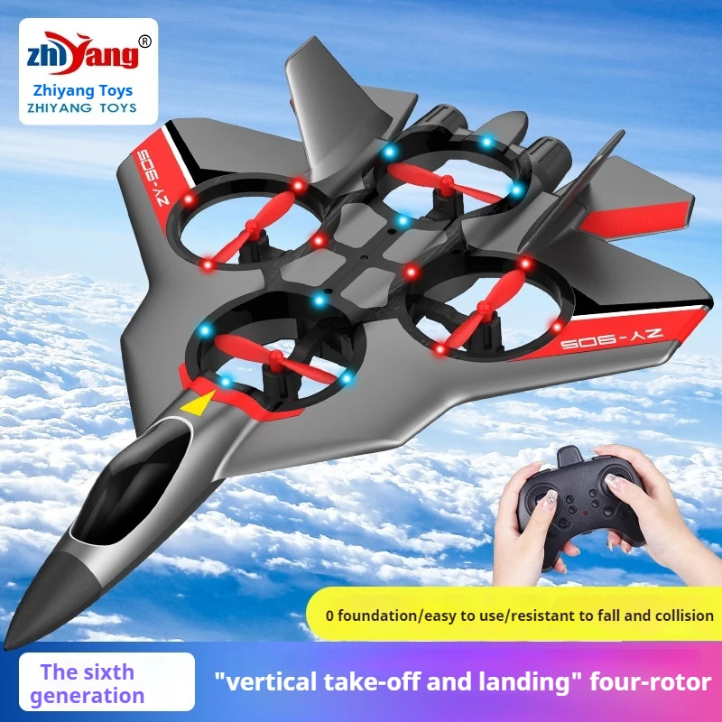 Remote Control Aircraft Zy905 Children'S Fall Resistant Toy Foam Aircraft Su57 Fixed Height Four Axis Fighter Uav Model