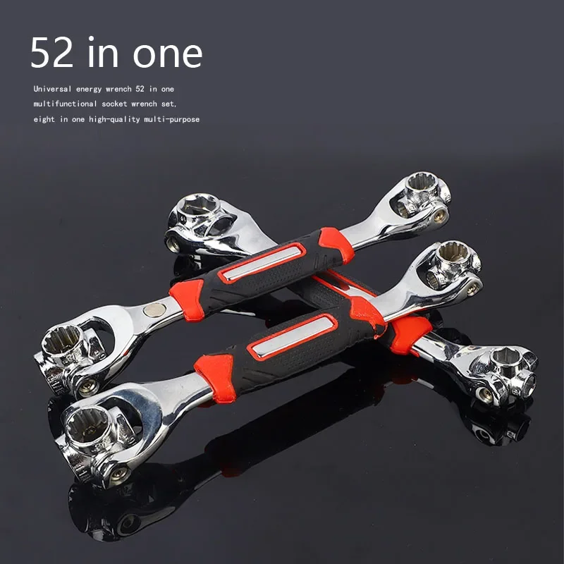 1pc 360° Rotation Double Head Wrench 52 In 1 Multi-tool Wrench 8-19mm Socket Wrench Hand Tool For Furniture/Car Repair