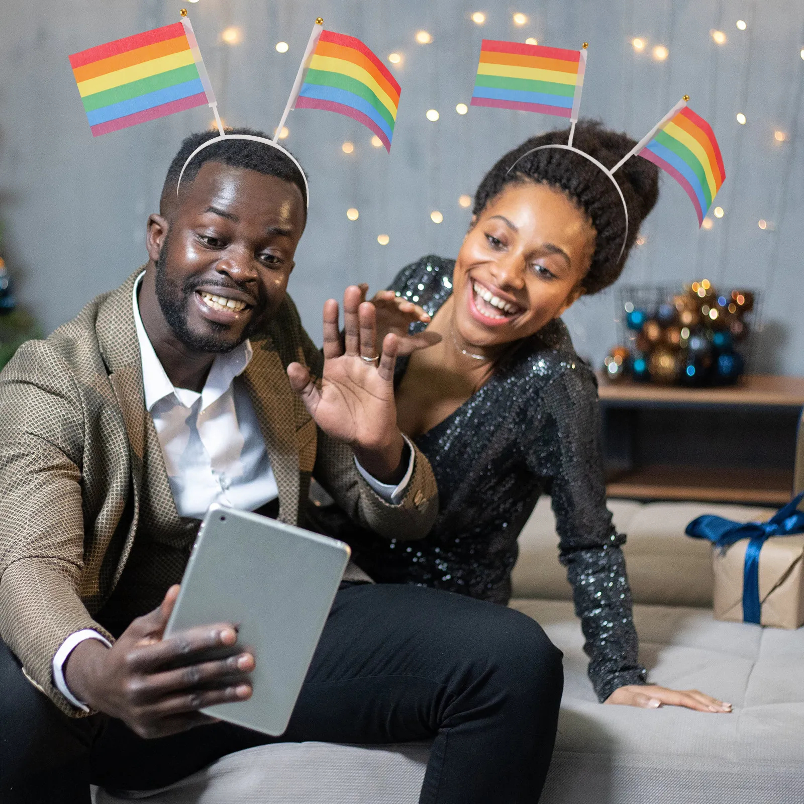 

5Pcs Progress Rainbow Headbands Cute Adult Hair Band Party Birthday Christmas New Year Carnival Hair Accessories