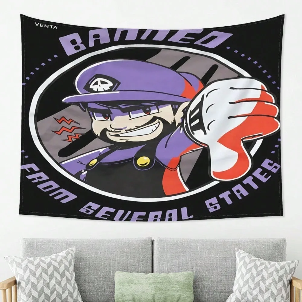 SMG3 Tapestry Multiple Sizes Digital Print SMG4 Villain Character White Polyester Easy Store Replace Wall Decor Gaming Charm