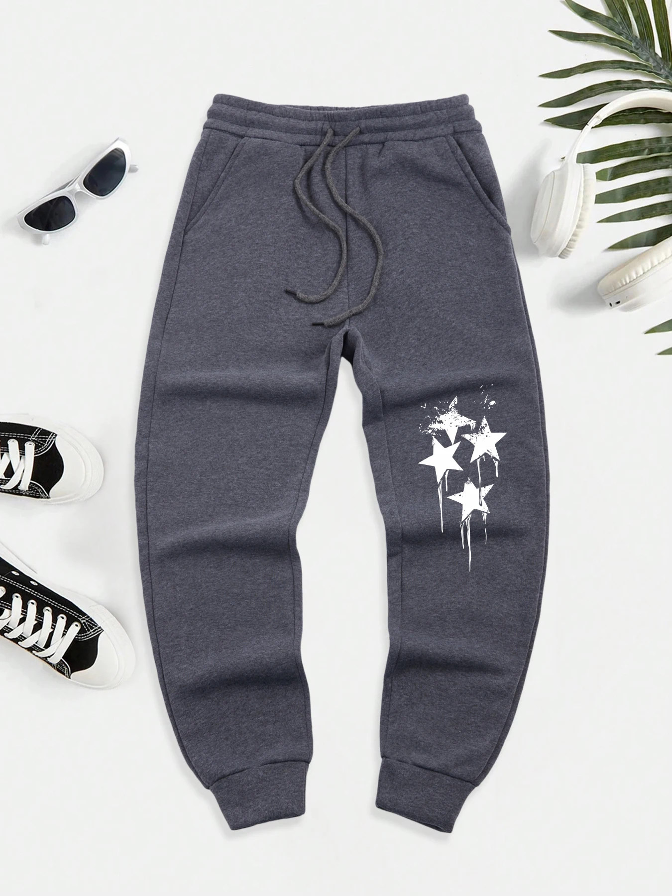 

Beautiful Meteor Star Printed Men Pants Trendy Hip Hop Trousers Drawstring Autumn Sweatpants Male Fleece Casual Jogging Pant