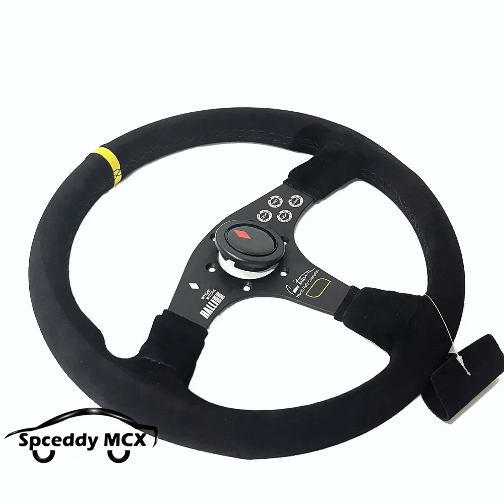 Volant de course universel en daim pour Mitsubishi, volant de voiture de sport tournant rallié, JDM, 14 pouces, 350mm