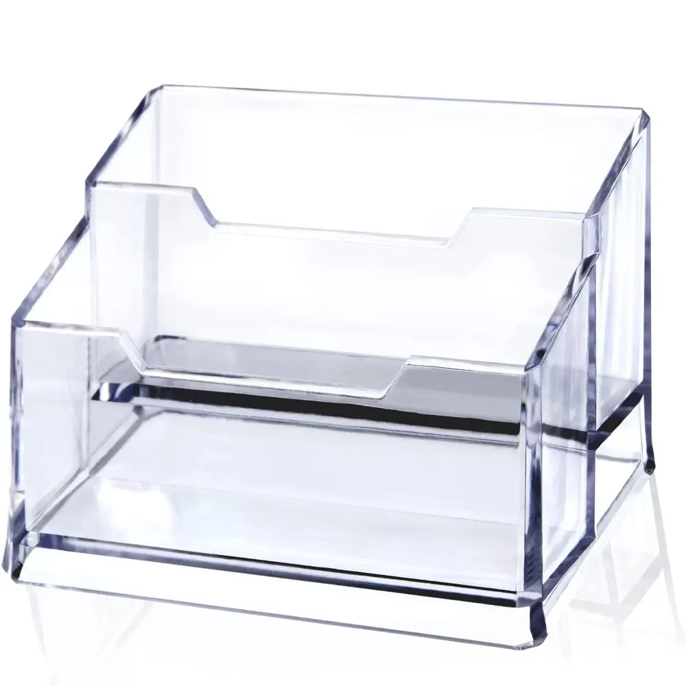 

Transparent acrylic business card holder, double-layer business card rack, holds 100 business cards - an essential office supply