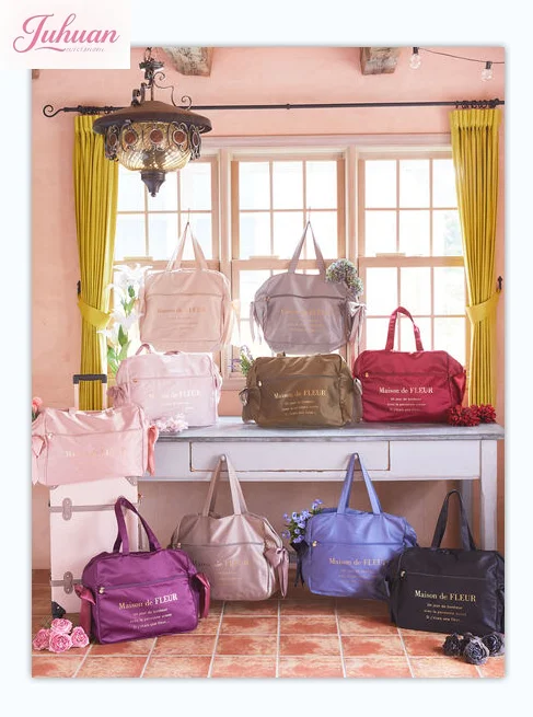 

Japanese Satin Bow Large Capacity Handbag Women's Fashion Leisurel Fitness Yoga Shoulder Bags Trave Guest Cover Bag in Suitcase