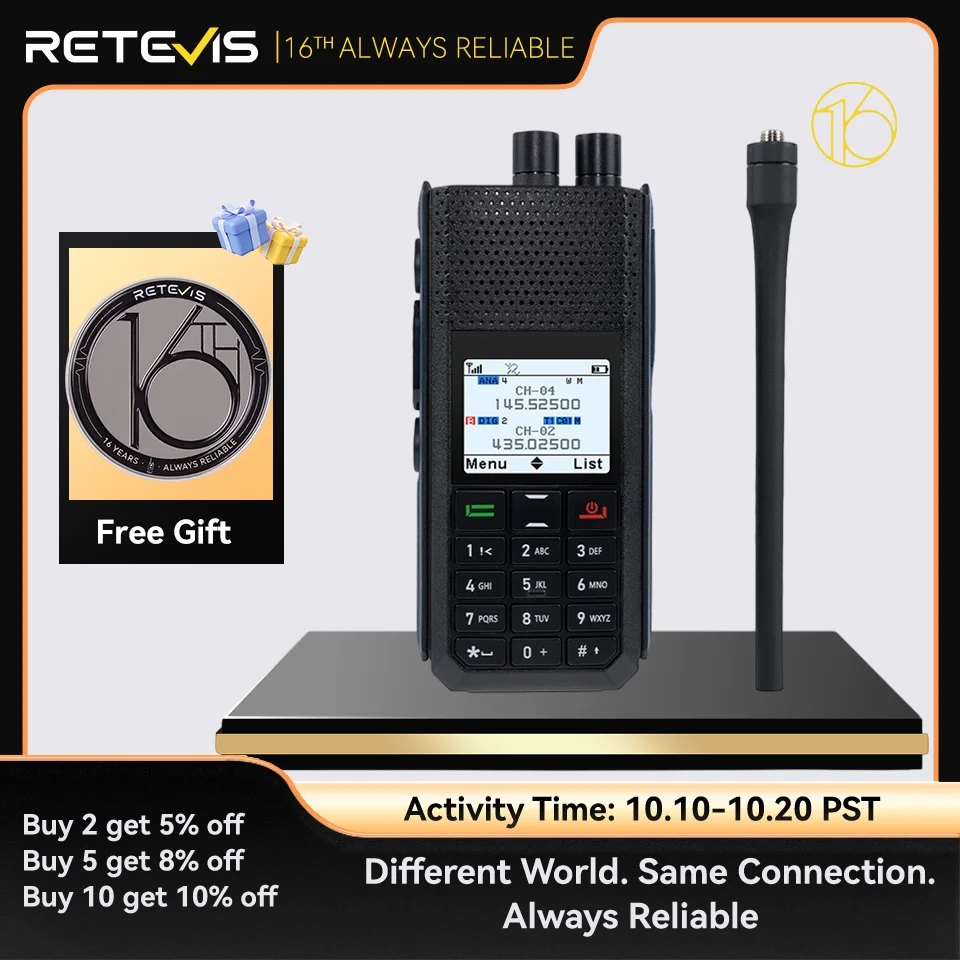 Retevis Ailunce H1 DMR Walkie Talkie Long Range Ham Radio UHF VHF Communication Two-way Radio Station FM GPS APRS