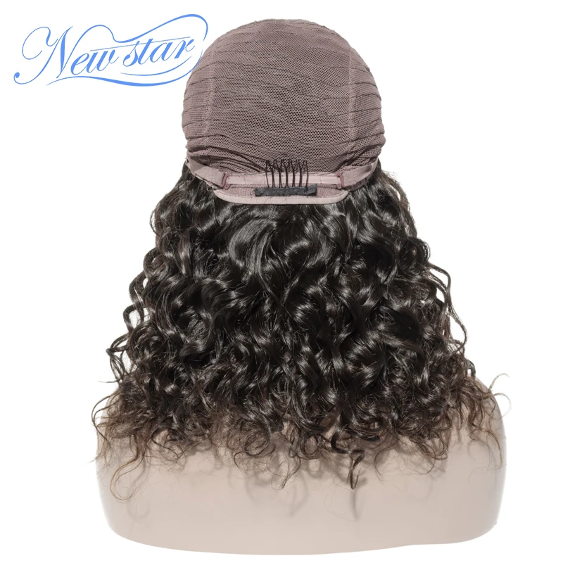 Perruque Lace Closure Wig sans colle brésilienne – Star, cheveux naturels vierges, Deep Wave, 4x4, densité 150%, pour femmes africaines, nouvelle