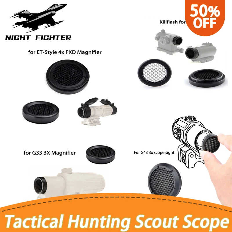 Tactical Hunting Scout Scope Accessories Mesh Protector Cover for G33 G43 4X FXD Magnifier T-1 T-2 M2 M4 Red Dot Sight WADSN