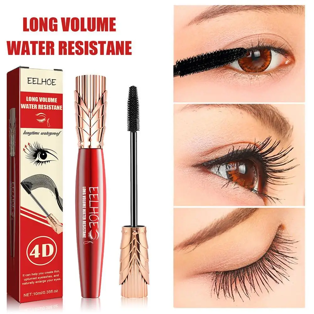 4D Big Eye Mascara Crown Mascara Lengthening Thick Curly Waterproof Mascara 24h Lasting No Fading Makeup Women Cosmetics