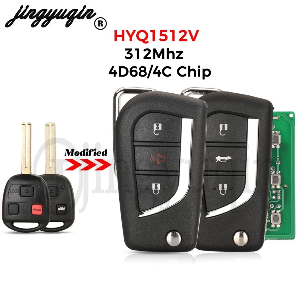 jingyuqin 3BTN Modified for lexus ES300 GS300 GS400 GS430 IS300 LS400 RX300 LX470 312Mhz 4D68/4C Chip HYQ1512V TOY48 Remote Key