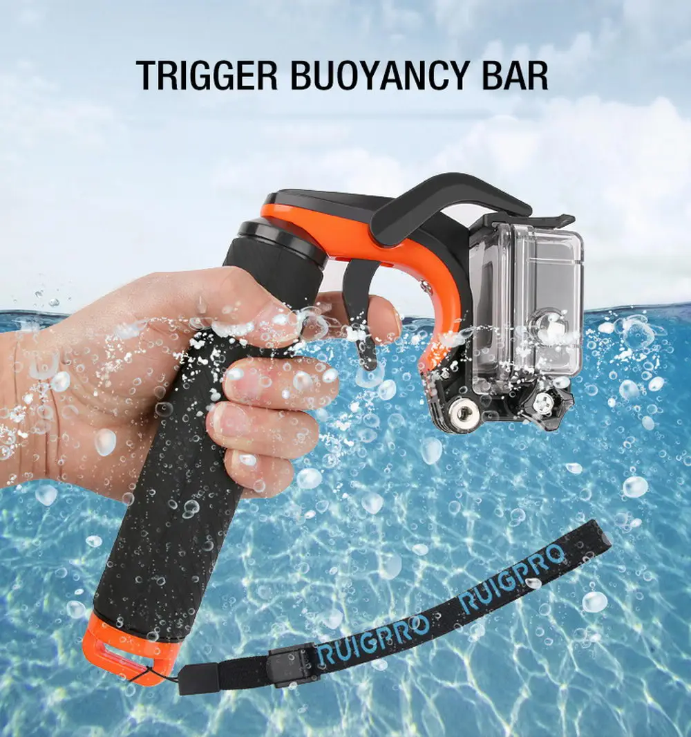 2-em-1 gatilho barra de flutuabilidade haste de flutuabilidade para gopro hero6/5/4/3 + osmo obturador gatilho flutuabilidade vara selfie vara acessórios