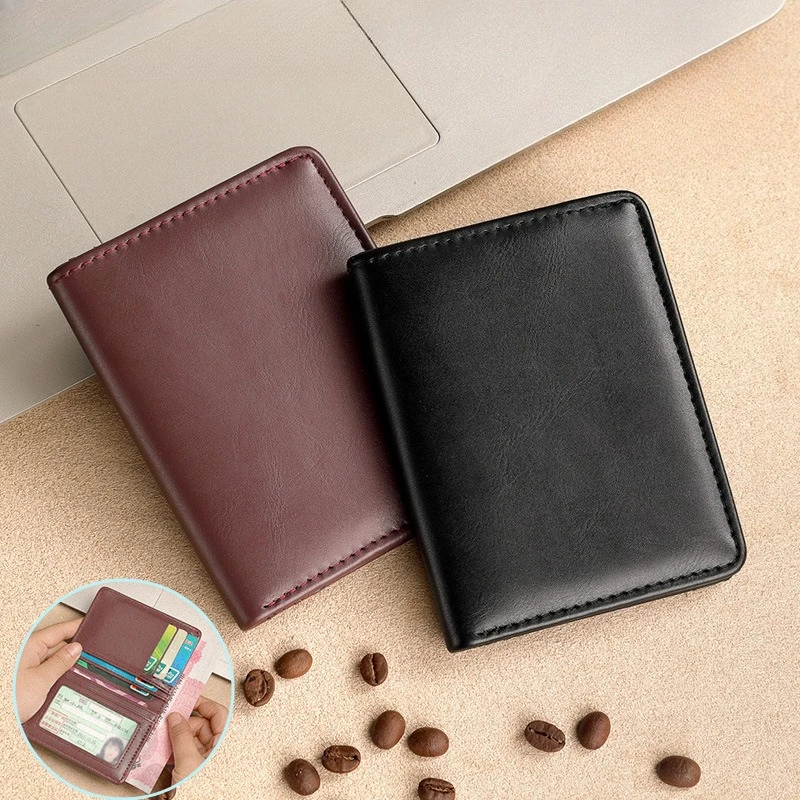 Men Ultra Thin PU Leather Mini Small Wallet Multi Card Slot Male Purse Business Credit Card Bank Card Case Holder