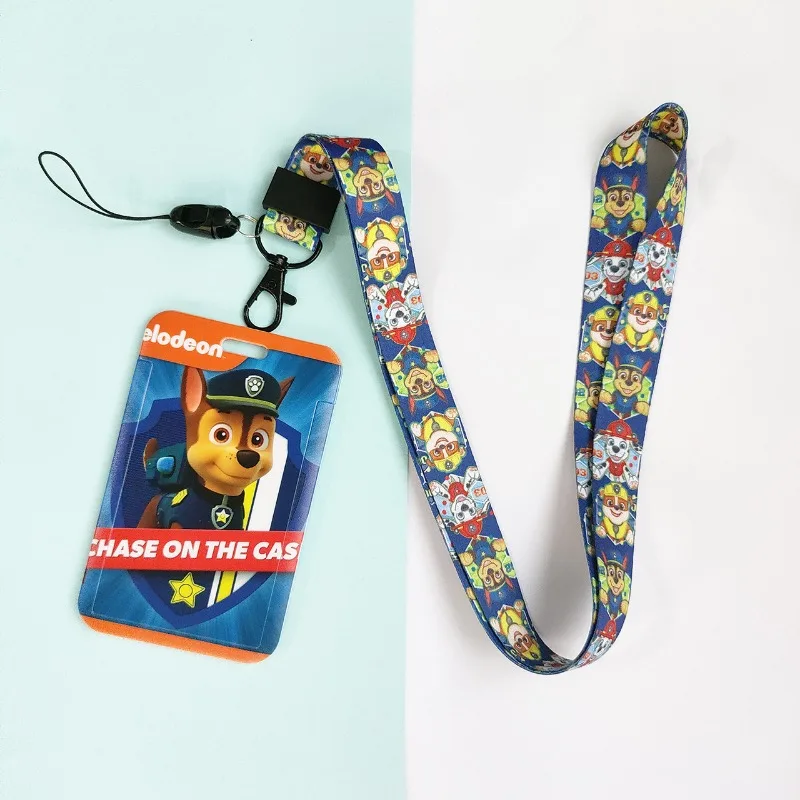 สายคล้องคอสำหรับใส่บัตร Paw Patrol Chase พร้อมจี้สำหรับเด็ก ลายการ์ตูนอนิเมะ น่ารัก ใช้เป็นพวงกุญแจได้