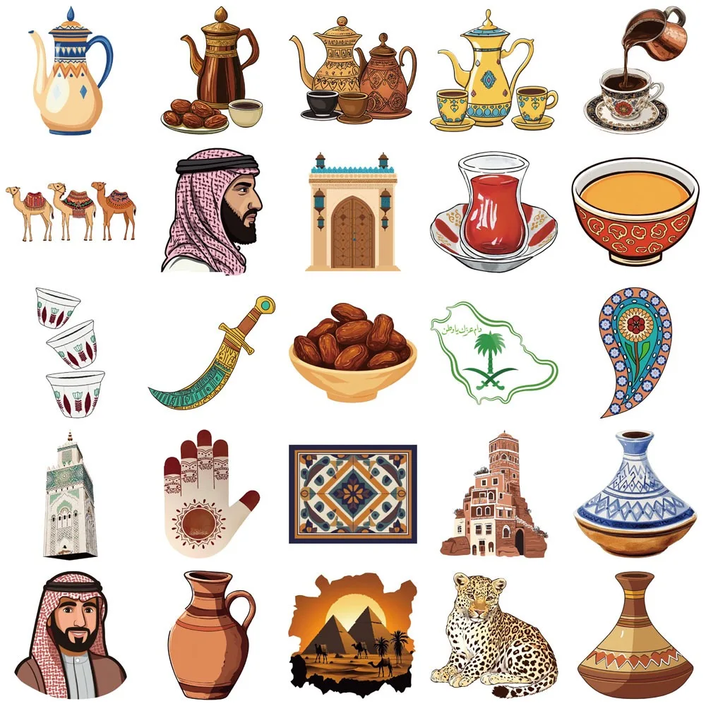 10/50pcs 재미 있은 중동 지역 만화 스티커 사우디 아라비아 데칼 DIY 노트북 전화 기타 자동차 스케이트 보드 스티커 아이 장난감
