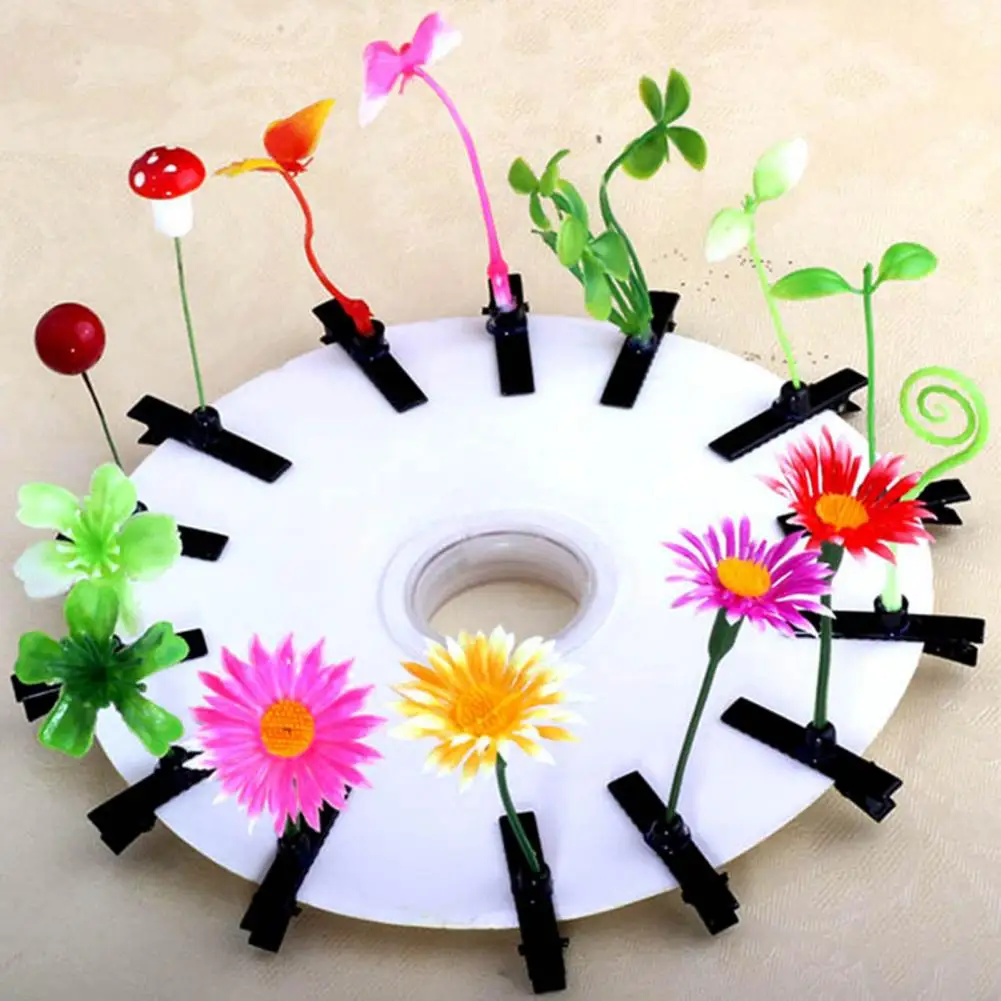 10pcs Funny Grass Hair Clips Spring Flower Sprout Grass Hair Clip Plant Bean Sprout Clip Hair Pin Children Hairpin Headwear