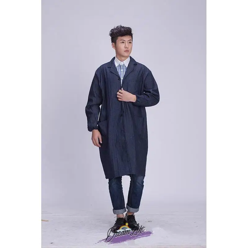 Denim Lab Coat Long Thickened Dustproof Male Female Workers Uniforms Resistant to Dirt And Wear for Transportation Workwear - view 4