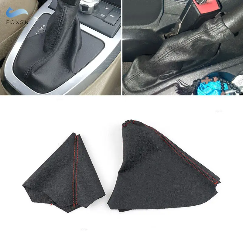 Auto Gear Shift Gaiter Leather Cover For Land Rover Freelander 2 2008-2013 Center Gear Shift Collars Handbrake Gaiter Boot Cover