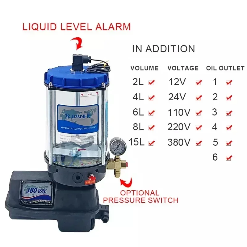 Electric Grease Pump 12V-380V Automatic for Central Lubrication System - Auto Grease Pump for Vehicle Maintenance