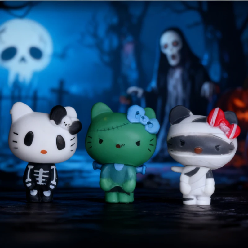 Anime Sanrio Hallo Kitty Cartoon Halloween Modell Puppe Kreative Desktop Auto Dekoration Geschenk Anime Figur