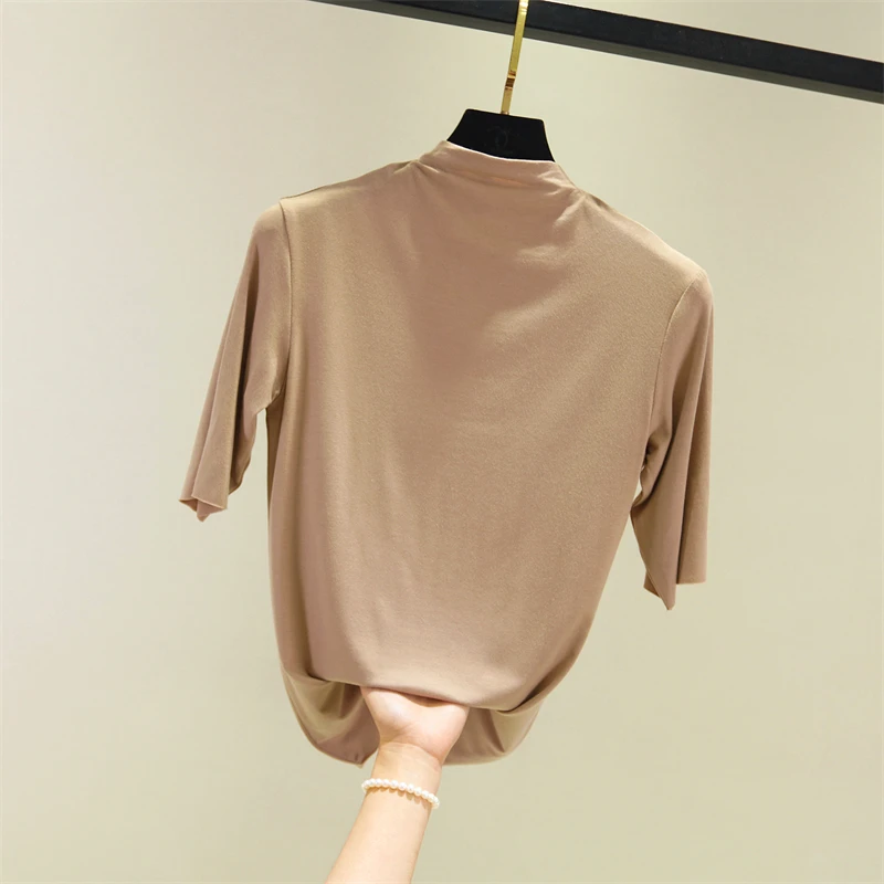 Slim Fit Five-Quarter Sleeve Base Shirt Women Summer Modal Thin  Casual Top Outerwear Slimming Effect T-shirt