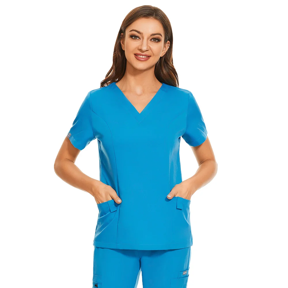 Enfermagem scrubs topos medica uniformes roupas de laboratório beleza spa trabalho roupas vestido uniforme trabalhadores de saúde enfermagem blusa esfrega topo xxl