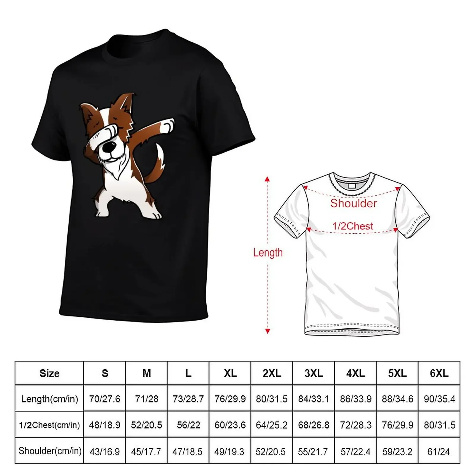 Dabbing Red Border Collie T-Shirt oversized tops mens workout shirts