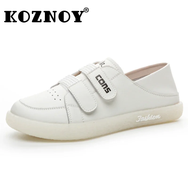 Koznoy 2cm Genuine Leather Lace Up Ladies Comfy Soft Soled Luxury Ethnic Hook Woman Shallow Moccasin Flats Summer Elegance Shoes