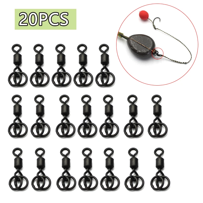 

20pcs Carp Fishing Accessories Quick Change Swivel Double Ring Swivel Chod Helicopter Ronnie Rig For Carp Fishing End Tackle