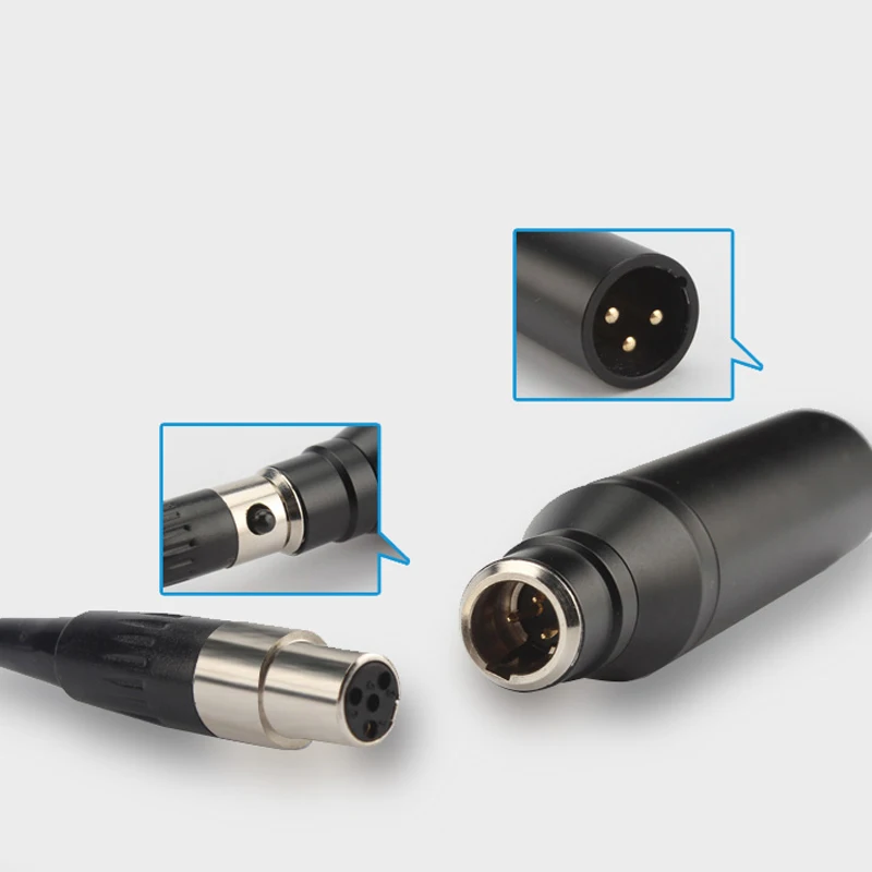 TA4F 4Pin Mini XLR to 3Pin Male XLR Adapter for Shure Condenser Lavalier Microphone Phantom Power 48V Connector Connect to Mixer