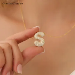 925 Silver Name Bubble Letter Necklace Personalized A-Z Initial Necklaces Tarnish Resistant Jewelry Boho Necklace for Women