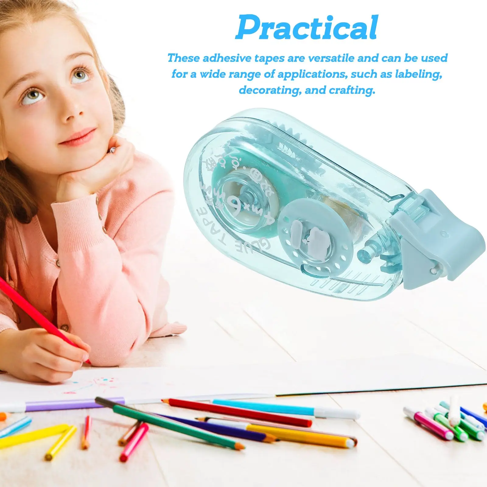 Double Sided Tape Transparent Adhesive Roller Glue Craft Student Journal Scrapbooking Point Status Viscosity Safe