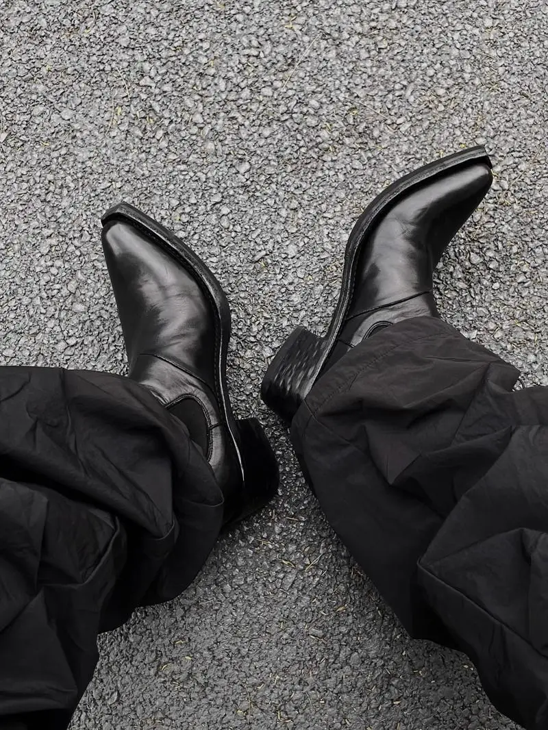 2026 High-top Men's Heightened Thick-soled Pointed-toed Chelsea British Casual Trendy High-heeled Wizard Boots