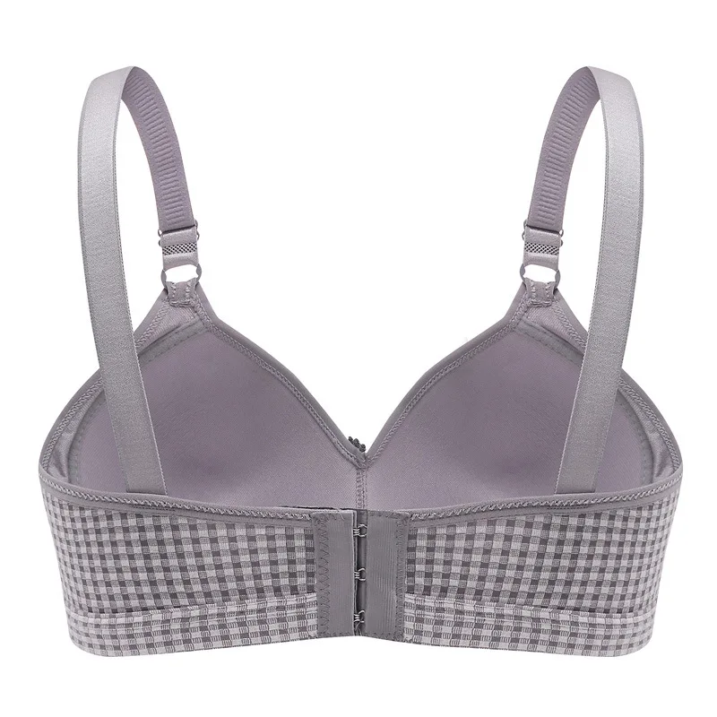 38-48 Large Size Bras Plaid Thin Cup Push Up Underwear Bralette Tops Female Middle Aged Padded Sutian Feminino Lingerire