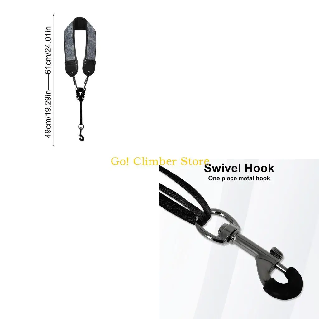 حزام رقبة عملي للساكسفون Q84C مع خطاف ثابت بإبزيم سميك ومبطن #1